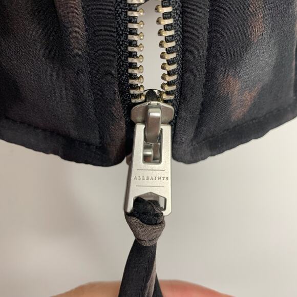 ALLSAINTS Sinai Leopard Print Silk Bomber Jacket Womens Small - Picture 8 of 16